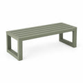 Banc contemporain à lattes en métal vert kaki, 120 x 40 x 45 cm