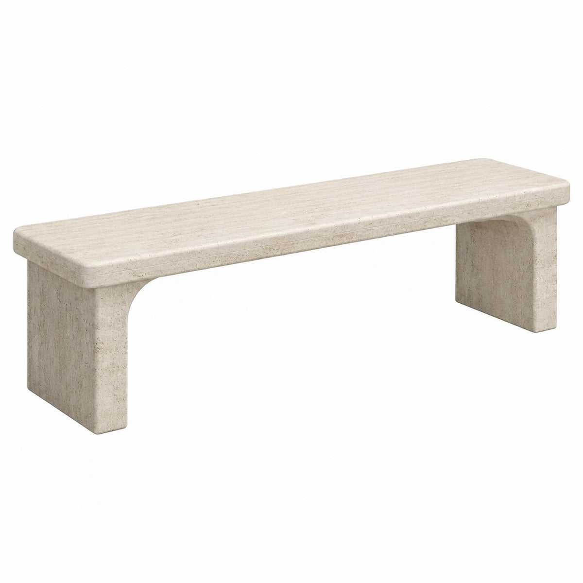 Banc contemporain en travertin beige 150 x 40 x 45 cm