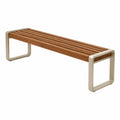 Banc contemporain 150 x 40 x 45 cm en bois brun et métal beige