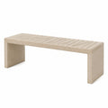 Banc minimaliste en pierre beige à assise rainurée, 120 x 40 x 45 cm
