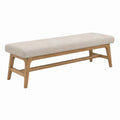 Banc contemporain 160 x 40 x 46 cm en bois marron clair avec assise rembourrée beige