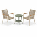 Ensemble extérieur 2 fauteuils 65 x 70 x 95 cm et table ronde Ø 50 x 55 cm Beige Vert Bois clair