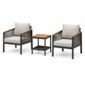 Ensemble contemporain 2 fauteuils avec table basse 65 x 65 x 45 cm Noir/Beige/Marron