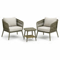 Salon de jardin 3 pièces kaki et beige avec 2 fauteuils 75 x 70 x 78 cm et table 70 x 70 x 45 cm