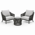 Ensemble de jardin 2 fauteuils et table basse ronde en métal et cordage, Gris clair/Anthracite – Fauteuils 74 x 70 x 78 cm, table Ø 55 x 45 cm