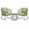 Salon de jardin vert avec 2 fauteuils tressés 70 x 70 x 80 cm et table ronde 60 x 45 cm