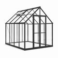 Serre de jardin en aluminium noir et panneaux transparents, 190 x 190 x 195 cm, avec toit ouvrant et double porte