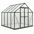 Serre de jardin en aluminium vert foncé et polycarbonate transparent, 190 x 190 x 195 cm