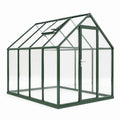 Serre de jardin en aluminium vert et panneaux transparents, 190 x 190 x 195 cm, avec porte et lucarne ouvrante