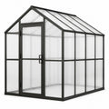 Serre de jardin en aluminium noir et polycarbonate transparent, 190 x 190 x 195 cm, avec porte battante