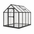 Serre de jardin en aluminium noir et polycarbonate transparent, 190 x 190 x 195 cm