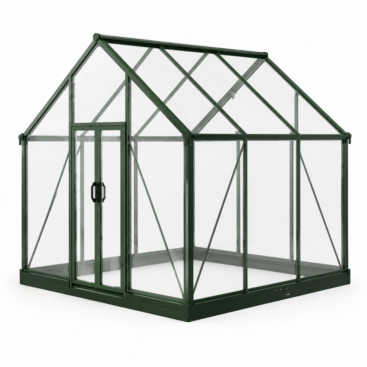 Serre de jardin en aluminium vert avec panneaux transparents, 190 x 190 x 195 cm